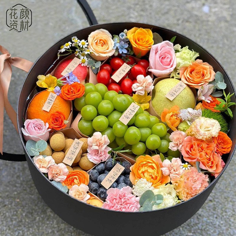 Christmas Sunshine Rose Moon Cake Packaging Box Round Fruit Flower Gift Box Floral Gift Snack Gift Box - Image 2